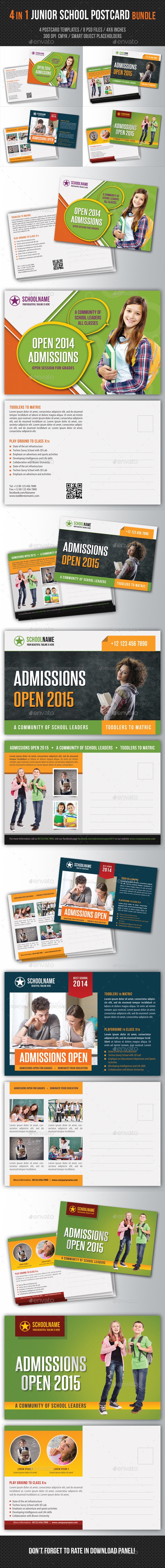 GraphicRiver 4 in 1 Junior School Promotion Postcard Bundle 02 10661228 GraphicRiver 4 in 1 Junior School Promotion Postcard Bundle 02 10661228