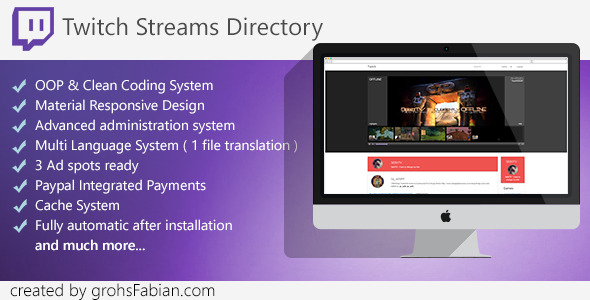 Twitch Streams Directory with Paypal Integration