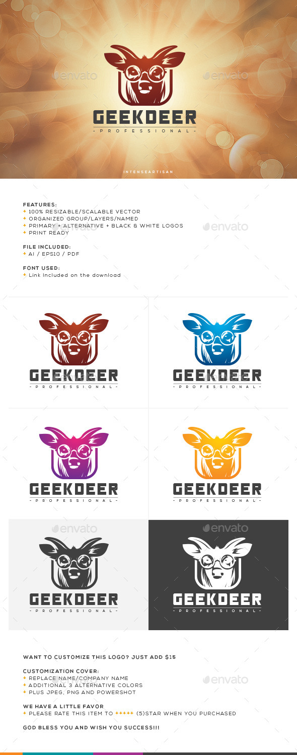 GraphicRiver Geek Deer Logo Template 10662919 GraphicRiver Geek Deer Logo Template 10662919