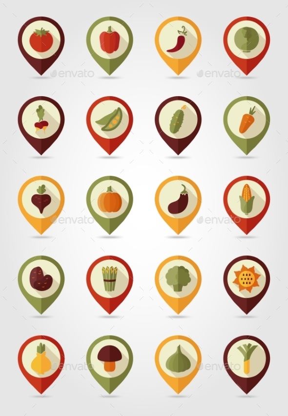 GraphicRiver Vegetable Mapping Pin Icons 10664573 GraphicRiver Vegetable Mapping Pin Icons 10664573
