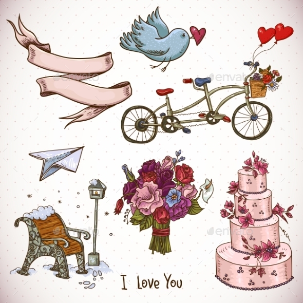 GraphicRiver Doodle Set Elements of Valentines Day and Wedding 10665711 GraphicRiver Doodle Set Elements of Valentines Day and Wedding 10665711