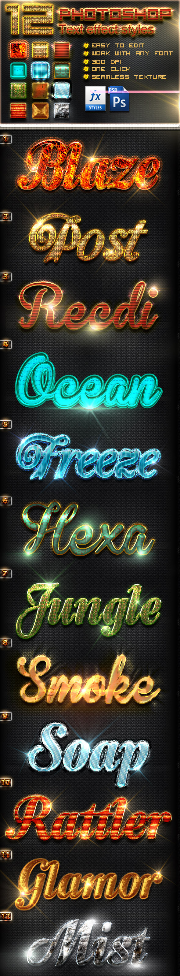 GraphicRiver 12 Photoshop Text Effect Styles Vol 4 10668577 GraphicRiver 12 Photoshop Text Effect Styles Vol 4 10668577
