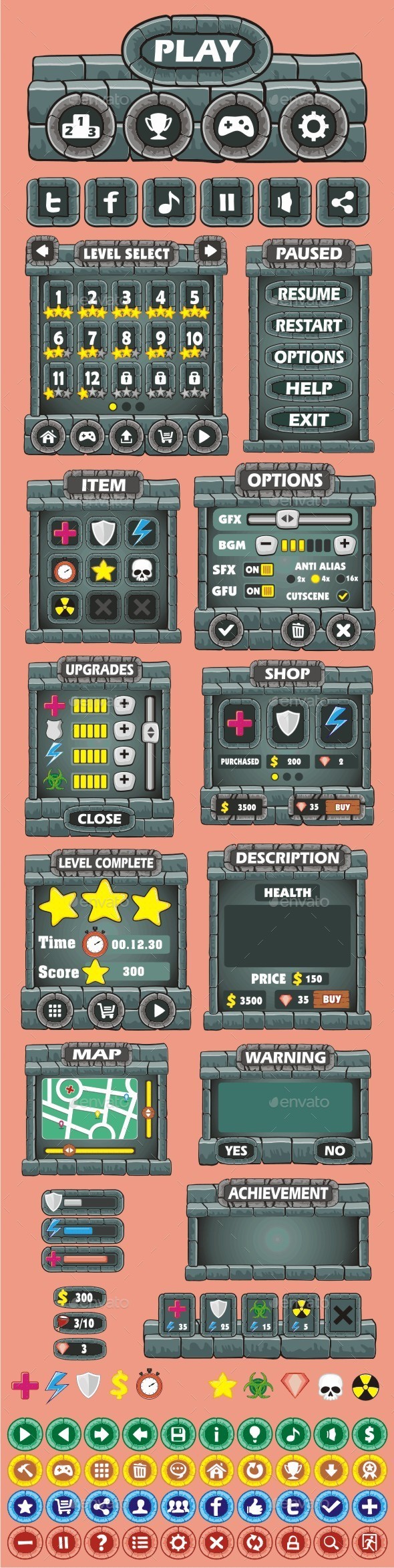 GraphicRiver cartoon game gui pack 17 10668963 GraphicRiver cartoon game gui pack 17 10668963