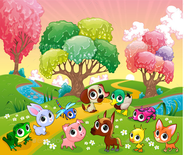 GraphicRiver Animals in the Magic Woods 10671443 GraphicRiver Animals in the Magic Woods 10671443