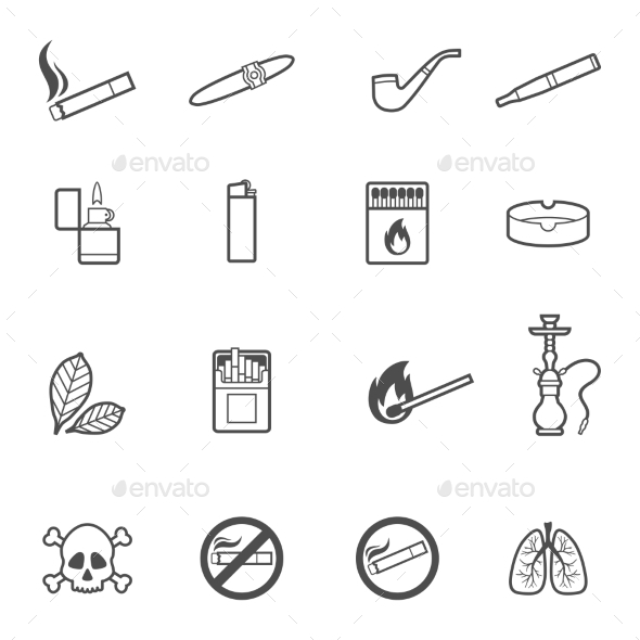 GraphicRiver Smoking Line Style Icons Set 10672947 GraphicRiver Smoking Line Style Icons Set 10672947