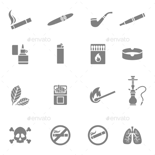 GraphicRiver Smoking Silhouette Icons Set 10672949 GraphicRiver Smoking Silhouette Icons Set 10672949