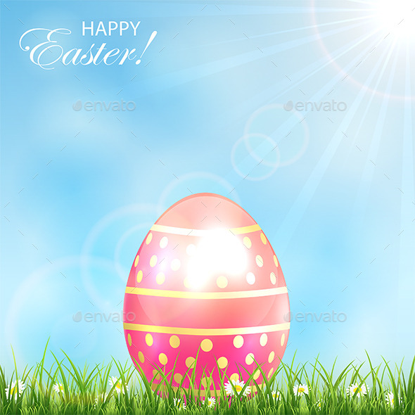 GraphicRiver Pink Easter Egg in the Grass 10673663 GraphicRiver Pink Easter Egg in the Grass 10673663