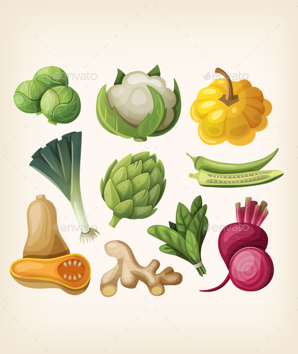 GraphicRiver Set of Exotic Vegetables 10675490 GraphicRiver Set of Exotic Vegetables 10675490
