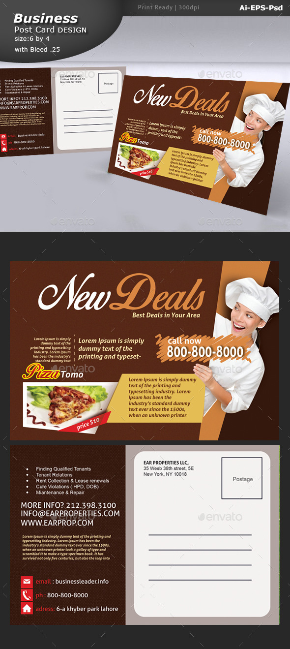 GraphicRiver Restaurant Post Card Design 10677442 GraphicRiver Restaurant Post Card Design 10677442
