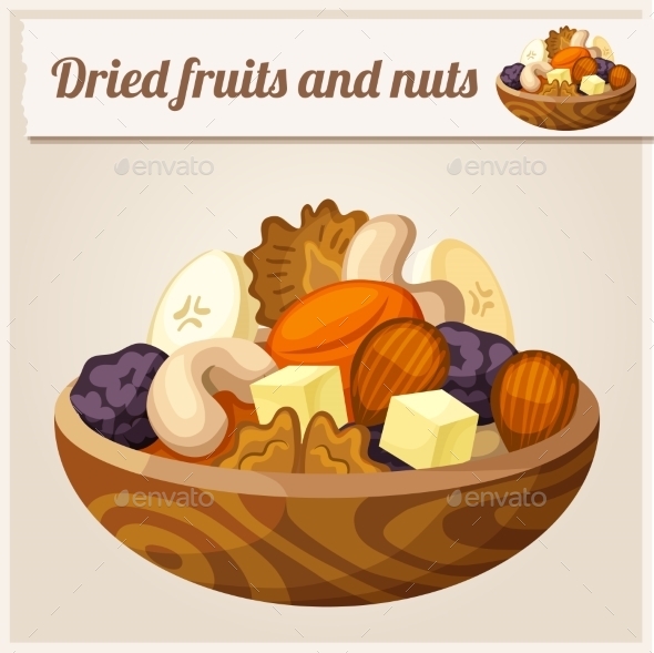 Detailed Icon. Dried Fruits and Nuts.