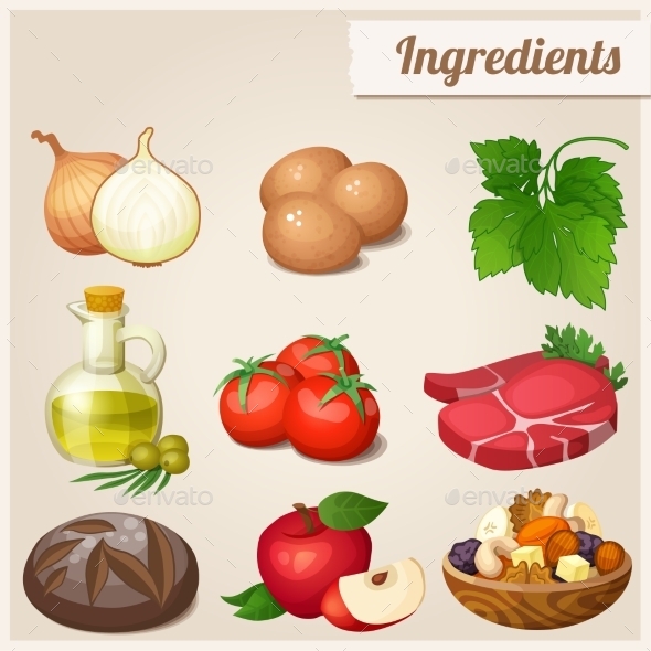 GraphicRiver Set of Food Icons Ingredients 10678332 GraphicRiver Set of Food Icons Ingredients 10678332