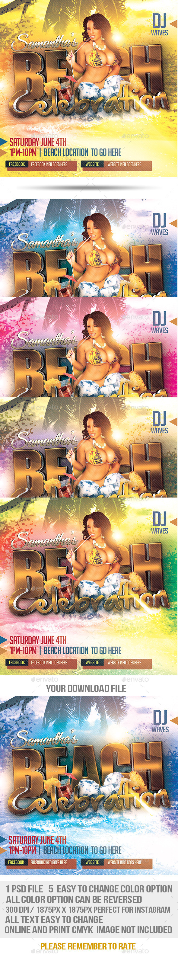 GraphicRiver Beach Celebration Promotional Flyer 10607156 GraphicRiver Beach Celebration Promotional Flyer 10607156