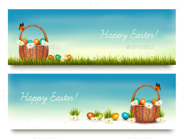 GraphicRiver Two Happy Easter Banners 10679964 GraphicRiver Two Happy Easter Banners 10679964