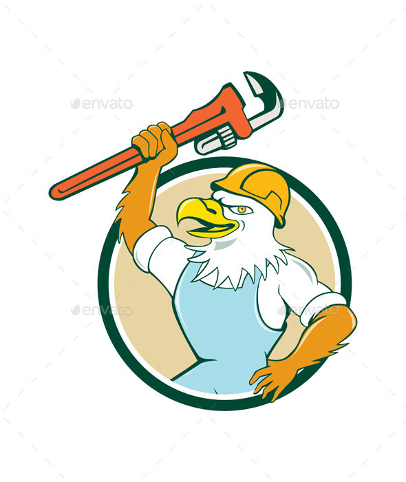 GraphicRiver Bald Eagle Plumber Wrench Circle Cartoon 10680901 GraphicRiver Bald Eagle Plumber Wrench Circle Cartoon 10680901