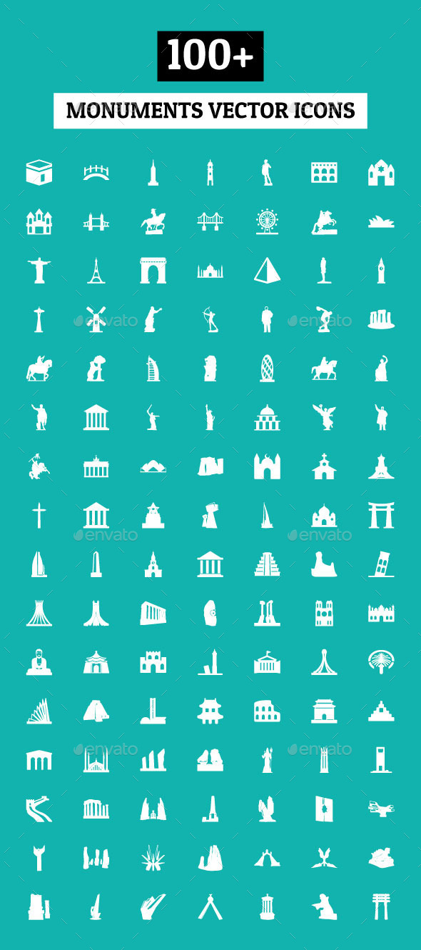 GraphicRiver 100& Monuments Vector Icons 10680996 GraphicRiver 100& Monuments Vector Icons 10680996