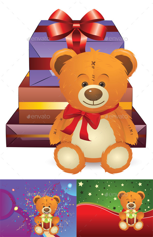 GraphicRiver Teddy Bear with Gift Box 10683062 GraphicRiver Teddy Bear with Gift Box 10683062