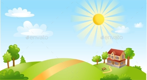 GraphicRiver Landscape with House 10683644 GraphicRiver Landscape with House 10683644