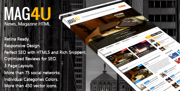 Mag4u - Responsive Retina HTML News, Magazine, Blog