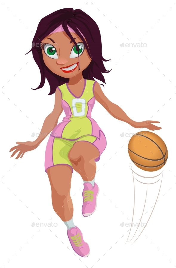 GraphicRiver Vector Illustration of a Cartoon Girl Basketball 10685128 GraphicRiver Vector Illustration of a Cartoon Girl Basketball 10685128