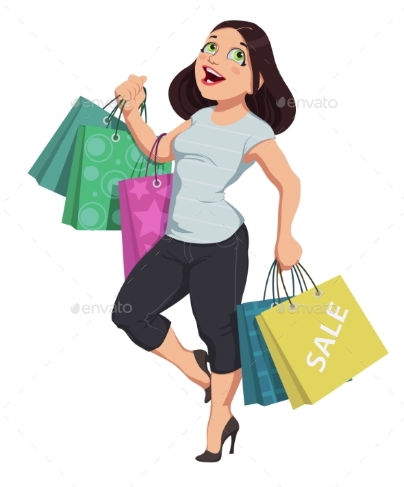 GraphicRiver Cartoon Shopping Girl 10685132 GraphicRiver Cartoon Shopping Girl 10685132