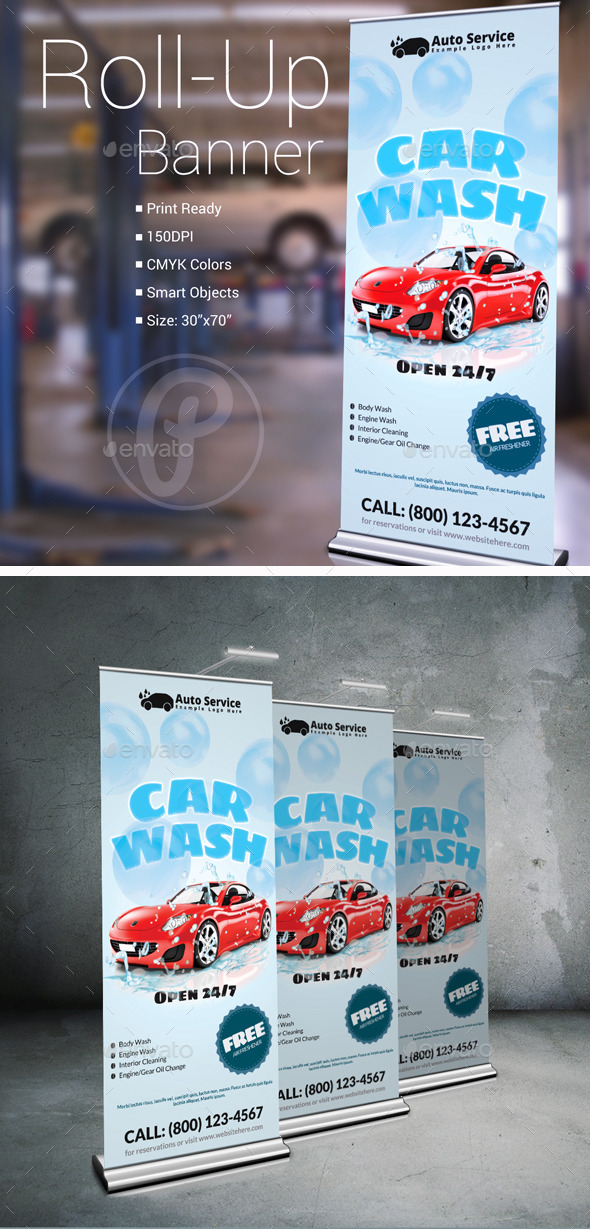 GraphicRiver Car Wash Roll-Up Banner 10619763 GraphicRiver Car Wash Roll-Up Banner 10619763