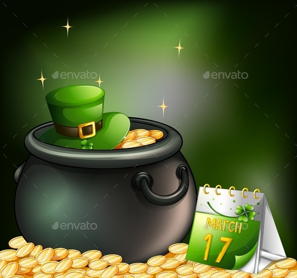 GraphicRiver Pot of Gold Coins with a Hat and a Calendar 10688347 GraphicRiver Pot of Gold Coins with a Hat and a Calendar 10688347