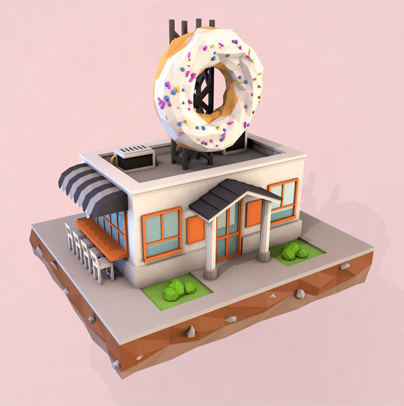 3DOcean Low Poly Cafe 10688352 3DOcean Low Poly Cafe 10688352