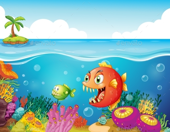 GraphicRiver Sea with Colorful Coral Reefs and Fishes 10688910 GraphicRiver Sea with Colorful Coral Reefs and Fishes 10688910