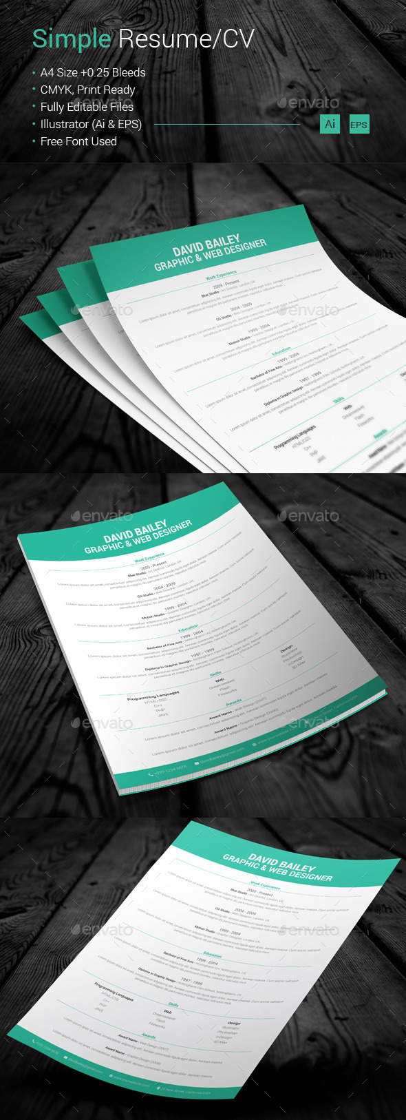 GraphicRiver Simple Resume CV 10689386 GraphicRiver Simple Resume CV 10689386