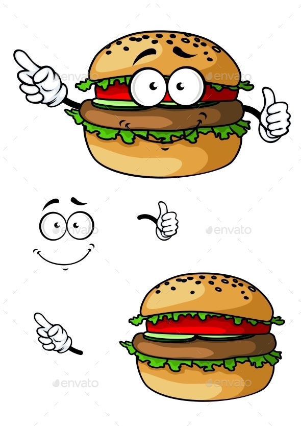GraphicRiver Cartoon Hamburger Character 10690059 GraphicRiver Cartoon Hamburger Character 10690059