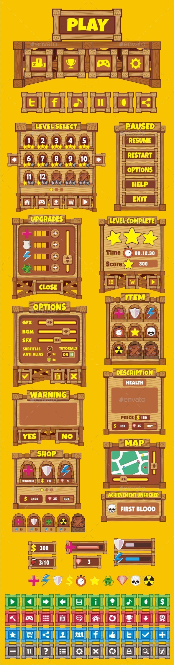 GraphicRiver cartoon game gui pack 19 10690290 GraphicRiver cartoon game gui pack 19 10690290