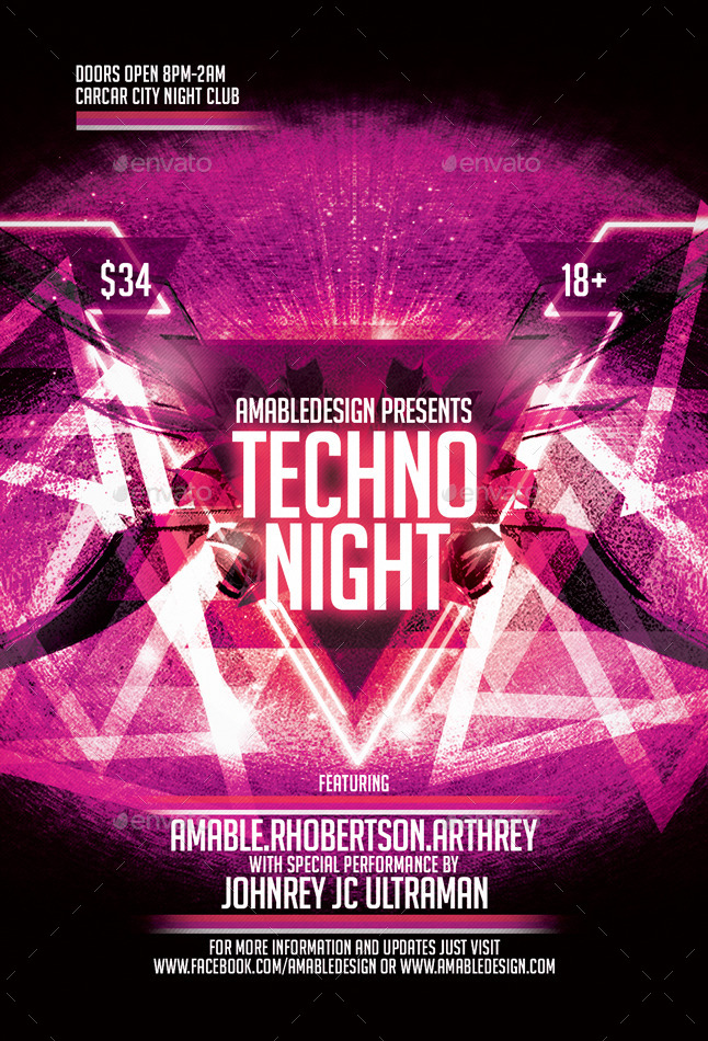 Techno Night Flyer By Amabledesign