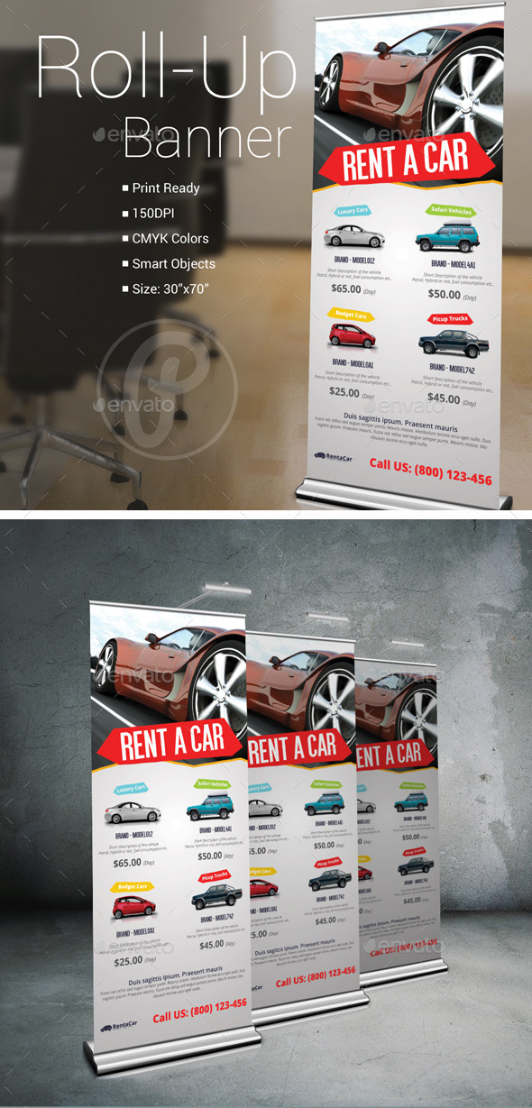 GraphicRiver Rent A Car Roll-Up Banner 10620684 GraphicRiver Rent A Car Roll-Up Banner 10620684