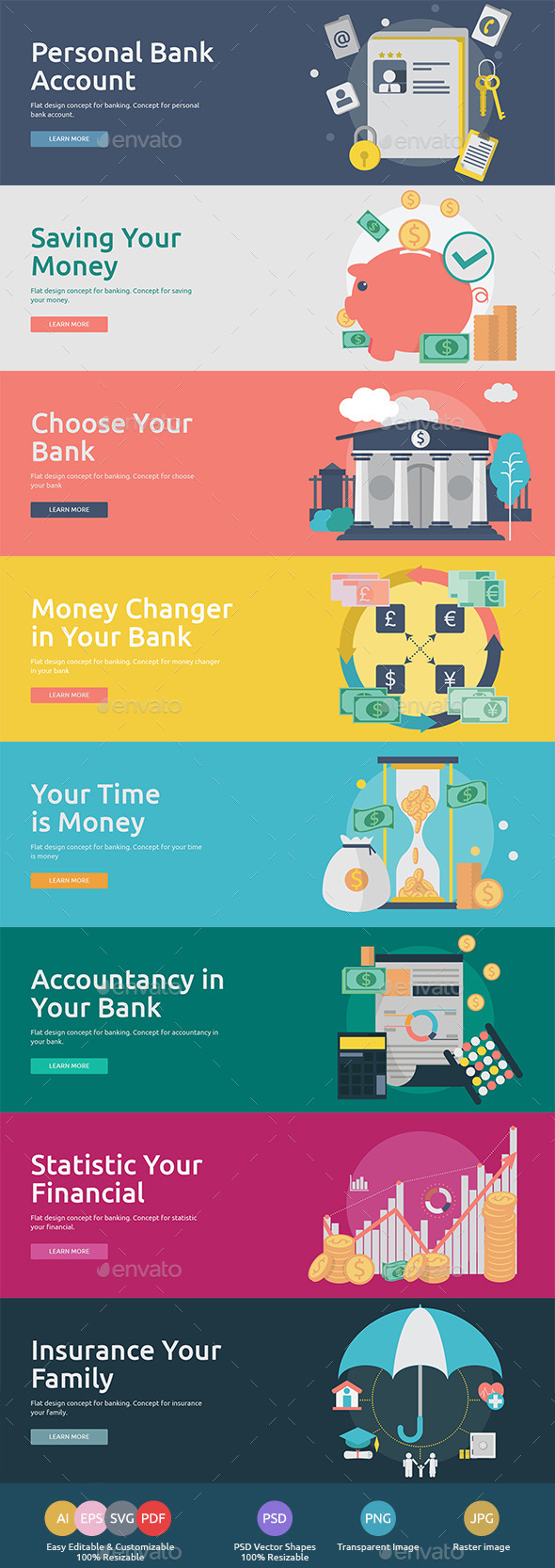 GraphicRiver Flat Concept Banners for Finance 10691798 GraphicRiver Flat Concept Banners for Finance 10691798