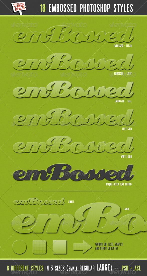 emBossed - 18 Photoshop Layer Styles - Text Effects Styles