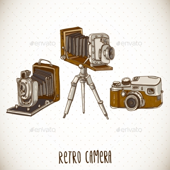 GraphicRiver Set of Vintage Retro Cameras 10694386 GraphicRiver Set of Vintage Retro Cameras 10694386