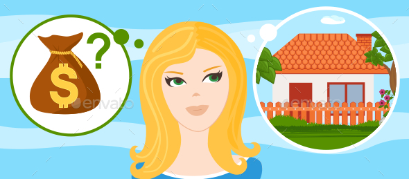 GraphicRiver Young Woman Wants to Buy a House 10694998 GraphicRiver Young Woman Wants to Buy a House 10694998
