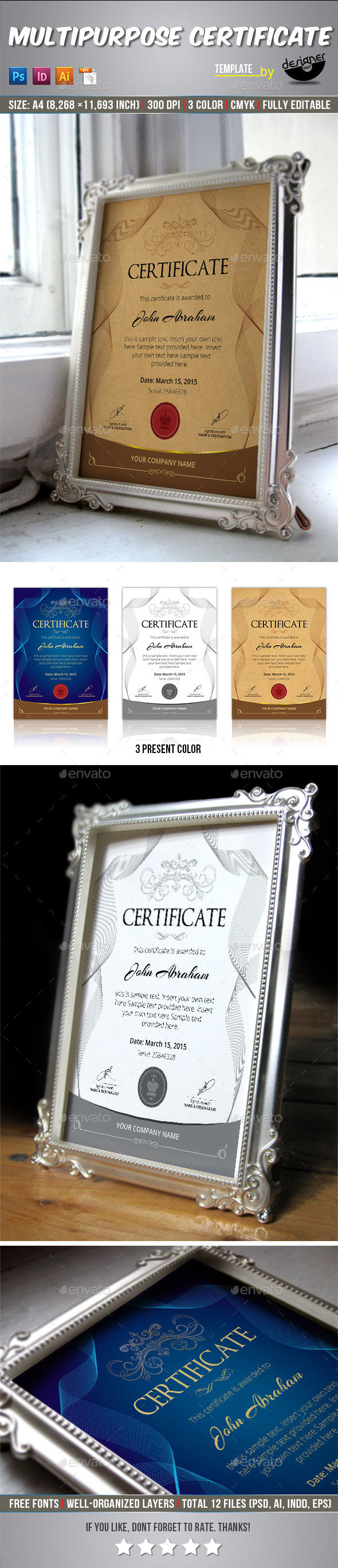 GraphicRiver Multipurpose Certificate Template 10695952 GraphicRiver Multipurpose Certificate Template 10695952