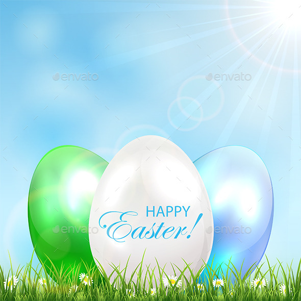 GraphicRiver Three Easter Eggs in the Grass 10695956 GraphicRiver Three Easter Eggs in the Grass 10695956