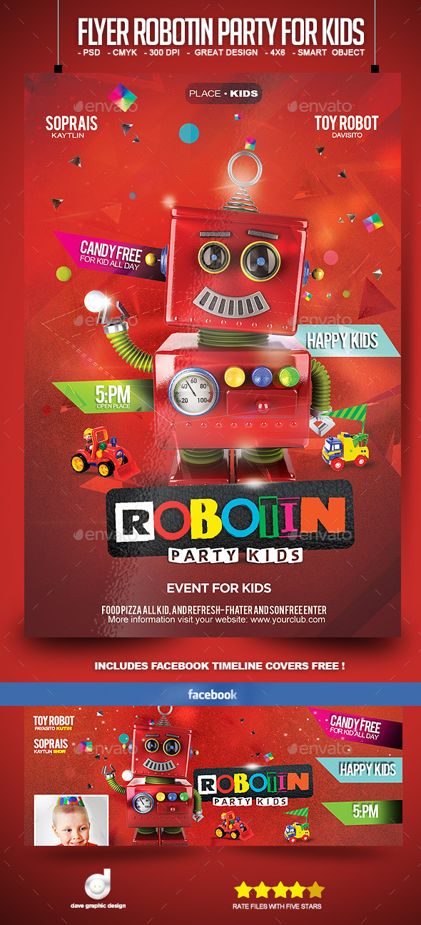 GraphicRiver Flyer Robotin Party for Kids 10696099 GraphicRiver Flyer Robotin Party for Kids 10696099