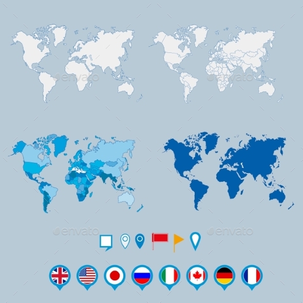 GraphicRiver Political World Map and Geo Tag Pin Pointers 10697031 GraphicRiver Political World Map and Geo Tag Pin Pointers 10697031