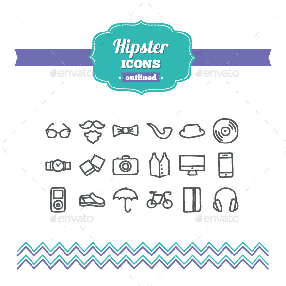 GraphicRiver Hand Drawn Hipster Icons 10700366 GraphicRiver Hand Drawn Hipster Icons 10700366
