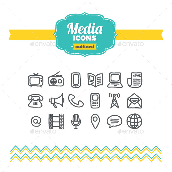 GraphicRiver Hand Drawn Media Icons 10700881 GraphicRiver Hand Drawn Media Icons 10700881