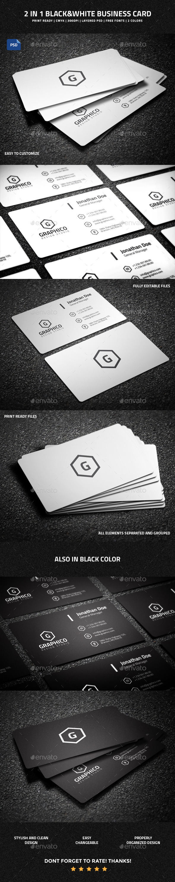 GraphicRiver 2 in 1 Black & White Business Card 53 10701141 GraphicRiver 2 in 1 Black & White Business Card 53 10701141
