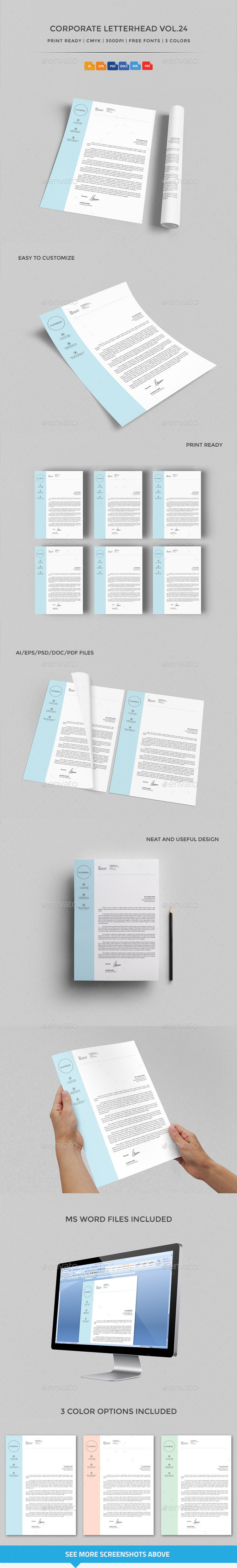 Corporate Letterhead vol.24 with MS Word DOC/DOCX (Stationery)