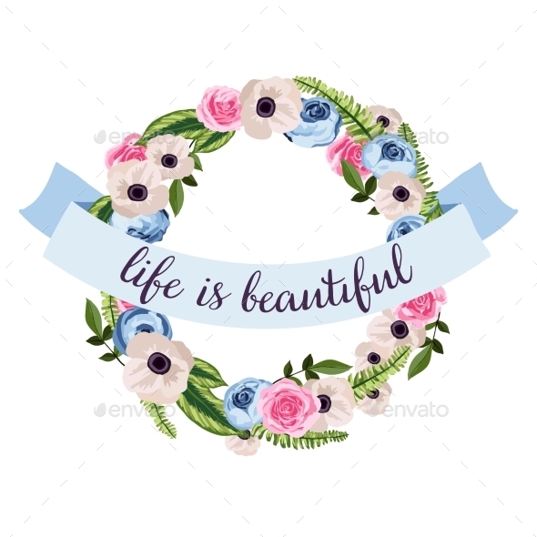 GraphicRiver Flower Wreath 10702150 GraphicRiver Flower Wreath 10702150