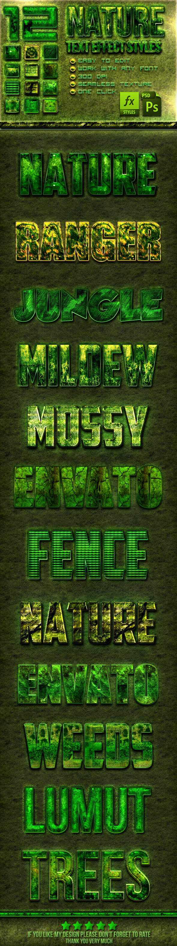 GraphicRiver 12 Nature Photoshop Text Effect Styles 10707258 GraphicRiver 12 Nature Photoshop Text Effect Styles 10707258