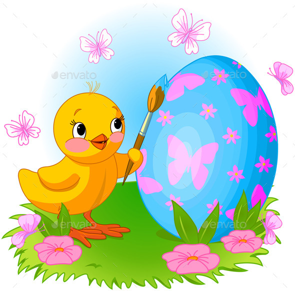 GraphicRiver Chicken is Painting an Easter Egg 10713729 GraphicRiver Chicken is Painting an Easter Egg 10713729