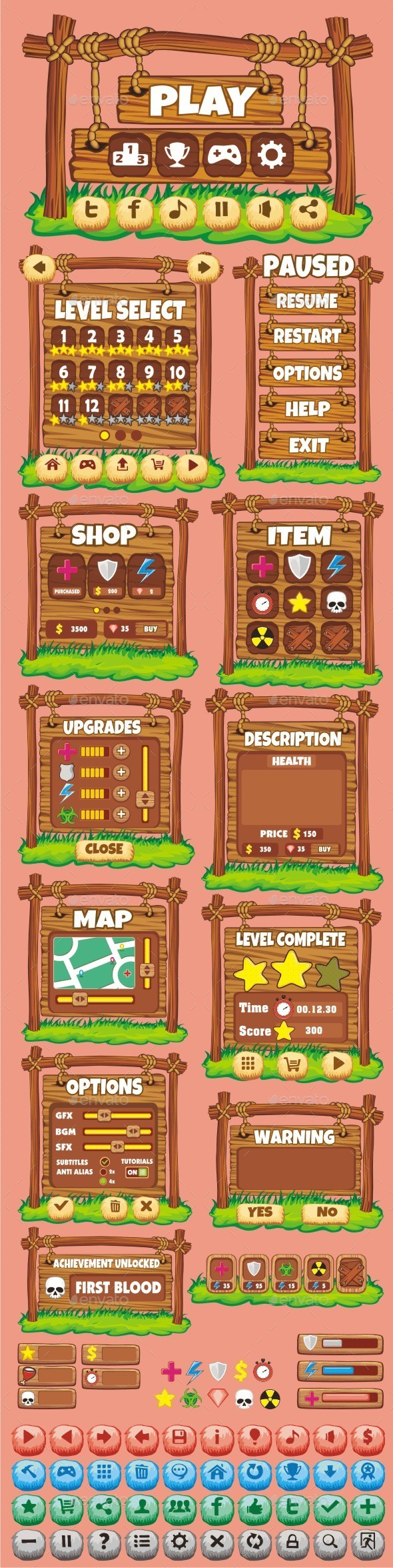 GraphicRiver cartoon game gui pack 20 10713924 GraphicRiver cartoon game gui pack 20 10713924