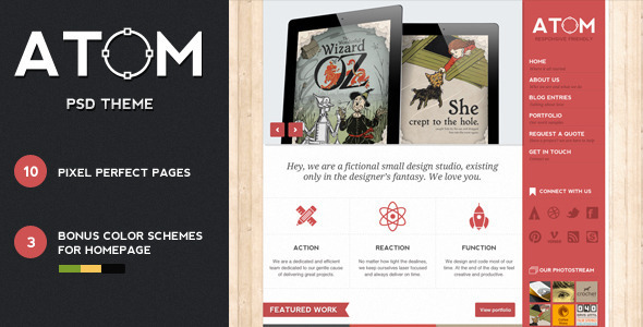 Atom - A Design Studio PSD Template